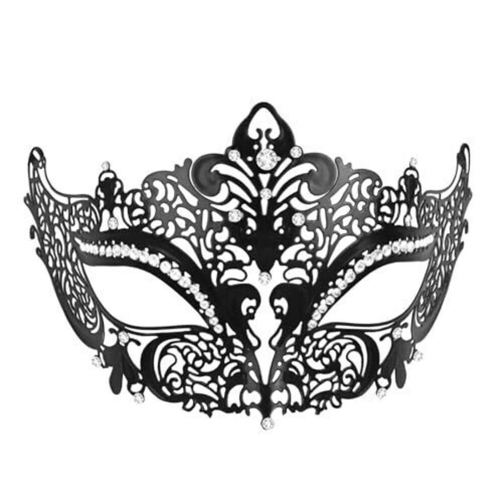 1972 Masquerade Mask Light-weight Metal with Shiny Rhinestone,Half Face